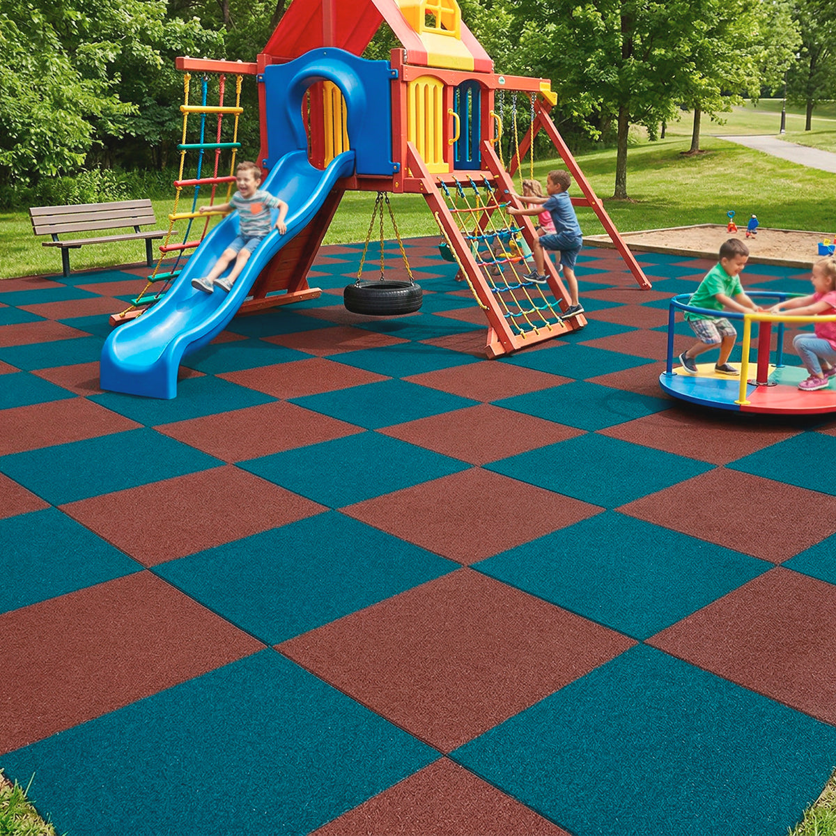 Piso de Caucho para Exterior - Piso p/ Juegos Infantiles